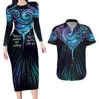 Aotearoa Maori Te Whai Rahi Couples Matching Long Sleeve Bodycon Dress and Hawaiian Shirt Tala - Nowhere You Could Go That I Won't Be With You - Polynesian Pride