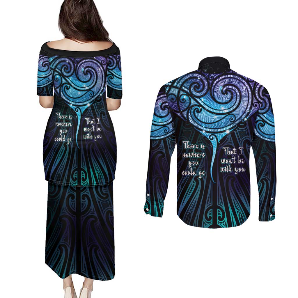 Aotearoa Maori Te Whai Rahi Couples Matching Puletasi and Long Sleeve Button Shirt Tala - Nowhere You Could Go That I Won't Be With You - Polynesian Pride
