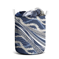 Polynesian Puakeniken Pikake Twisted Lei Laundry Basket Navy Blue - Polynesian Pride