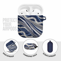 Polynesian Puakeniken Pikake Twisted Lei AirPods Case Navy Blue - Polynesian Pride