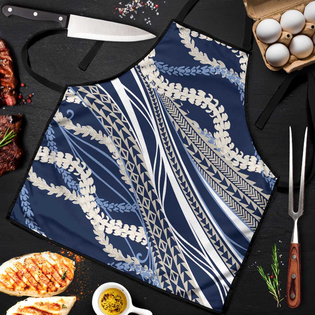 Polynesian Puakeniken Pikake Twisted Lei Apron Navy Blue - Polynesian Pride