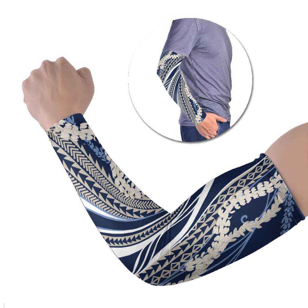 Polynesian Puakeniken Pikake Twisted Lei Arm Sleeves Navy Blue - Polynesian Pride