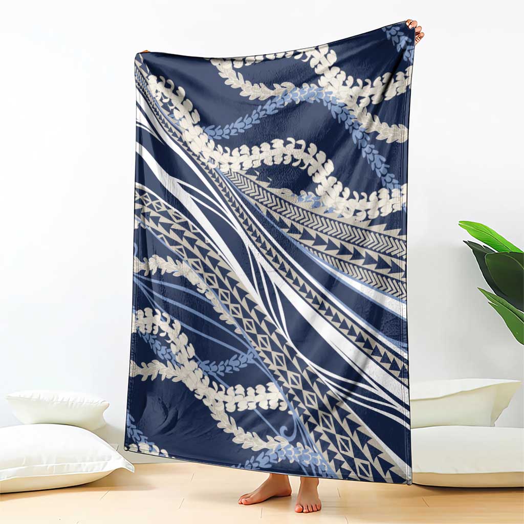 Polynesian Puakeniken Pikake Twisted Lei Blanket Navy Blue - Polynesian Pride