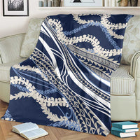 Polynesian Puakeniken Pikake Twisted Lei Blanket Navy Blue - Polynesian Pride
