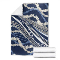 Polynesian Puakeniken Pikake Twisted Lei Blanket Navy Blue - Polynesian Pride