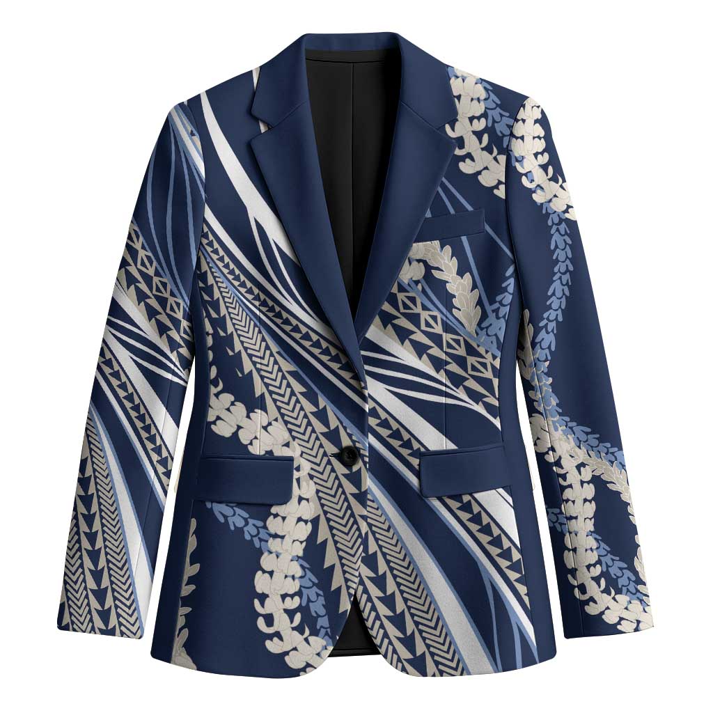 Polynesian Puakeniken Pikake Twisted Lei Blazer Navy Blue - Polynesian Pride