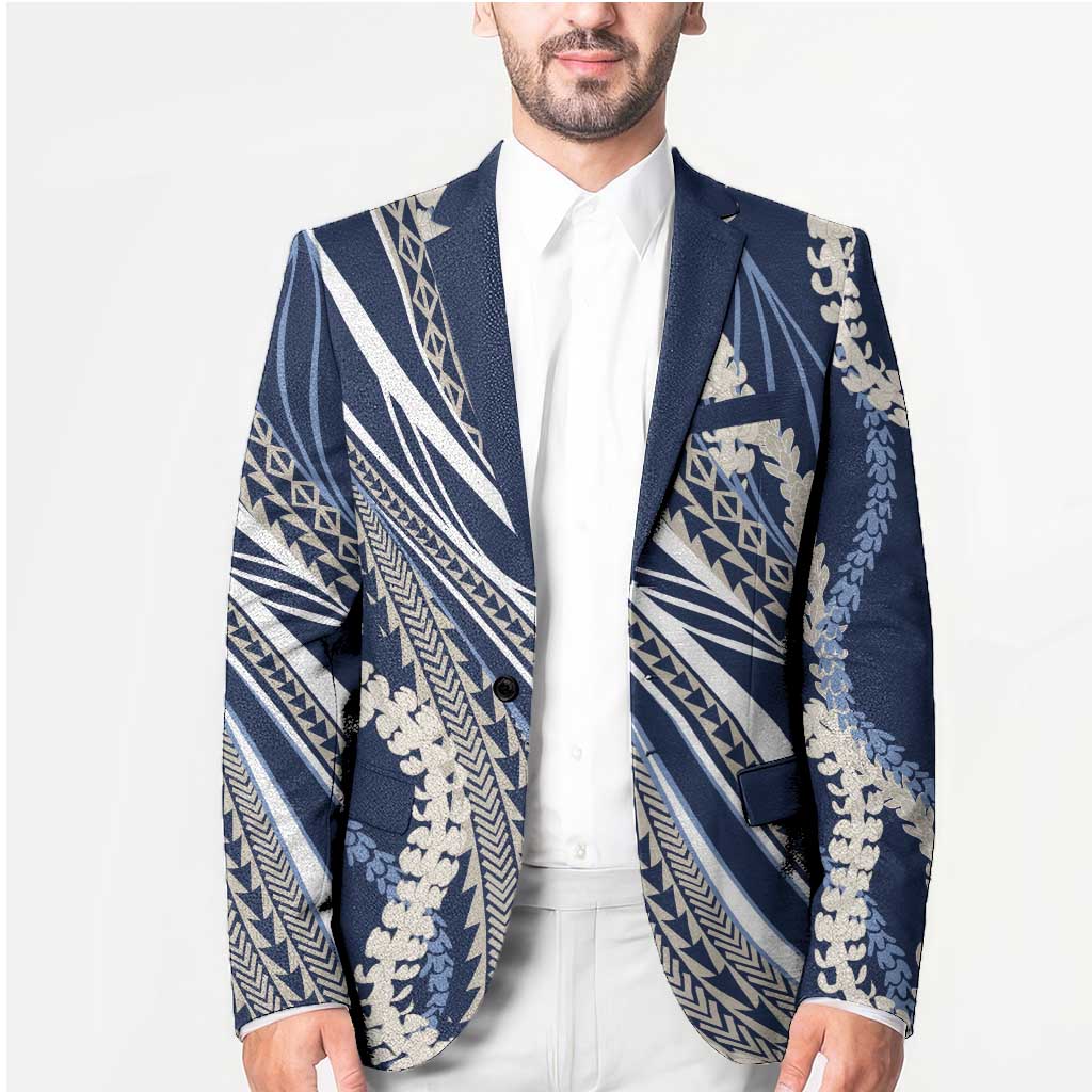 Polynesian Puakeniken Pikake Twisted Lei Blazer Navy Blue - Polynesian Pride