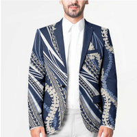 Polynesian Puakeniken Pikake Twisted Lei Blazer Navy Blue - Polynesian Pride