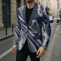 Polynesian Puakeniken Pikake Twisted Lei Blazer Navy Blue - Polynesian Pride