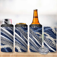 Polynesian Puakeniken Pikake Twisted Lei 4 in 1 Can Cooler Tumbler Navy Blue - Polynesian Pride