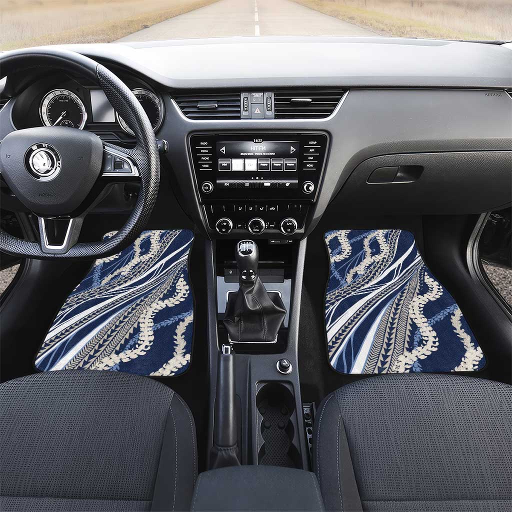 Polynesian Puakeniken Pikake Twisted Lei Car Mats Navy Blue - Polynesian Pride
