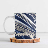 Polynesian Puakeniken Pikake Twisted Lei Ceramic Mug Navy Blue - Polynesian Pride