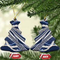 Polynesian Puakeniken Pikake Twisted Lei Ceramic Ornament Navy Blue - Polynesian Pride