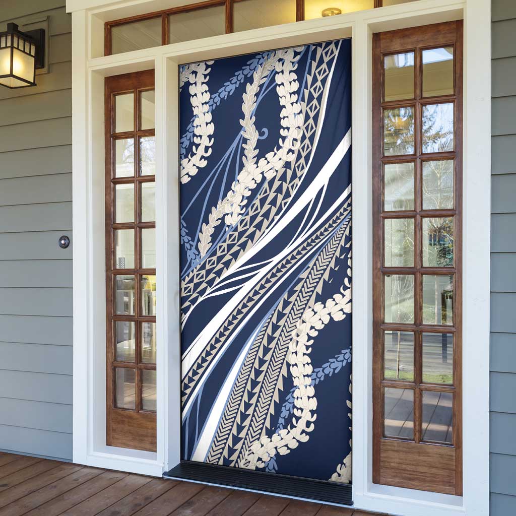 Polynesian Puakeniken Pikake Twisted Lei Door Cover Navy Blue - Polynesian Pride