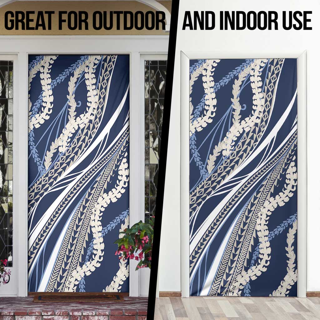Polynesian Puakeniken Pikake Twisted Lei Door Cover Navy Blue - Polynesian Pride