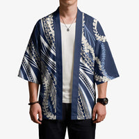 Polynesian Puakeniken Pikake Twisted Lei Kimono Navy Blue - Polynesian Pride