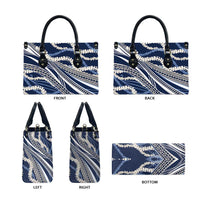 Polynesian Puakeniken Pikake Twisted Lei Leather Bag Navy Blue - Polynesian Pride