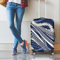 Polynesian Puakeniken Pikake Twisted Lei Luggage Cover Navy Blue - Polynesian Pride
