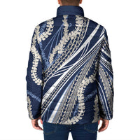 Polynesian Puakeniken Pikake Twisted Lei Padded Jacket Navy Blue - Polynesian Pride