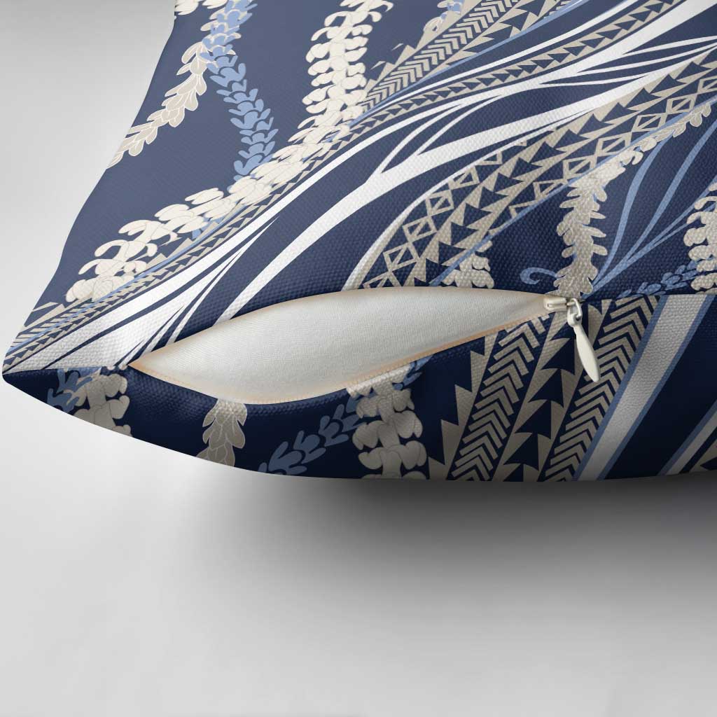 Polynesian Puakeniken Pikake Twisted Lei Pillow Cover Navy Blue - Polynesian Pride