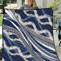 Polynesian Puakeniken Pikake Twisted Lei Quilt Navy Blue - Polynesian Pride