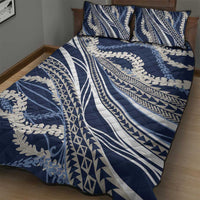 Polynesian Puakeniken Pikake Twisted Lei Quilt Bed Set Navy Blue - Polynesian Pride