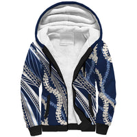 Polynesian Puakeniken Pikake Twisted Lei Sherpa Hoodie Navy Blue - Polynesian Pride
