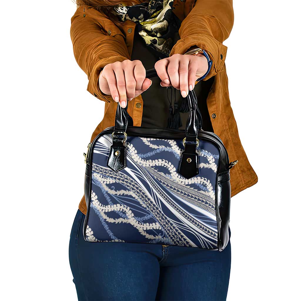 Polynesian Puakeniken Pikake Twisted Lei Shoulder Handbag Navy Blue - Polynesian Pride