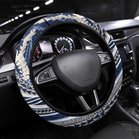 Polynesian Puakeniken Pikake Twisted Lei Steering Wheel Cover Navy Blue - Polynesian Pride