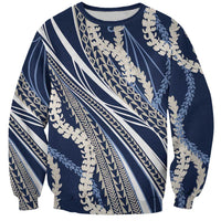 Polynesian Puakeniken Pikake Twisted Lei Sweatshirt Navy Blue - Polynesian Pride