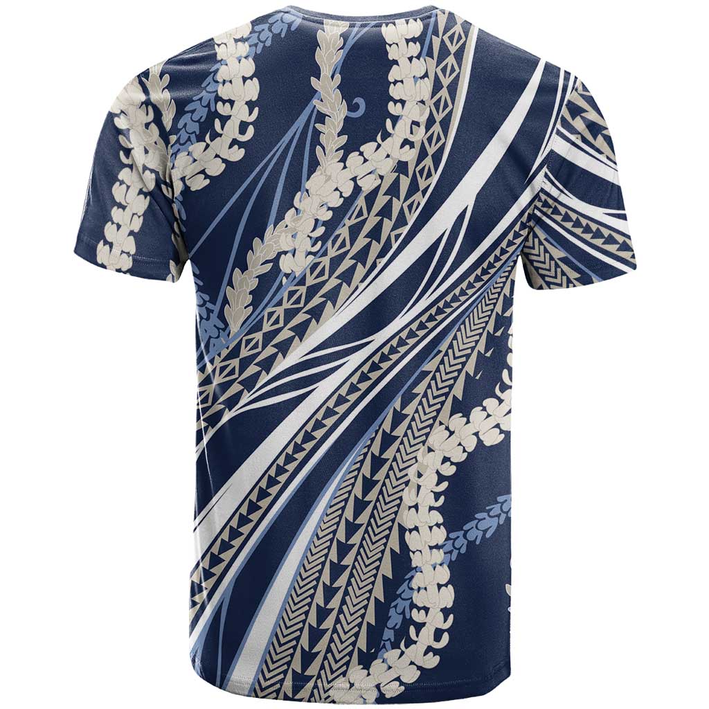 Polynesian Puakeniken Pikake Twisted Lei T Shirt Navy Blue - Polynesian Pride