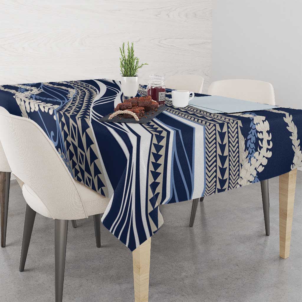 Polynesian Puakeniken Pikake Twisted Lei Tablecloth Navy Blue - Polynesian Pride