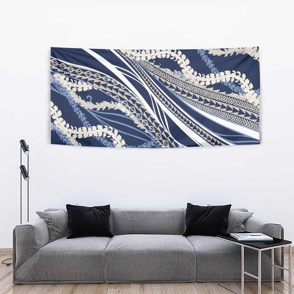 Polynesian Puakeniken Pikake Twisted Lei Tapestry Navy Blue - Polynesian Pride