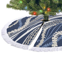 Polynesian Puakeniken Pikake Twisted Lei Tree Skirt Navy Blue - Polynesian Pride