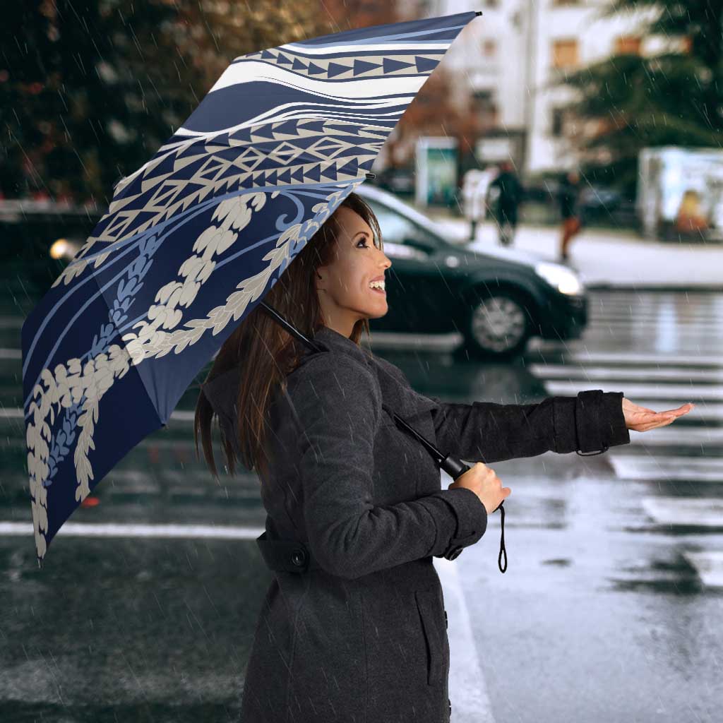 Polynesian Puakeniken Pikake Twisted Lei Umbrella Navy Blue - Polynesian Pride