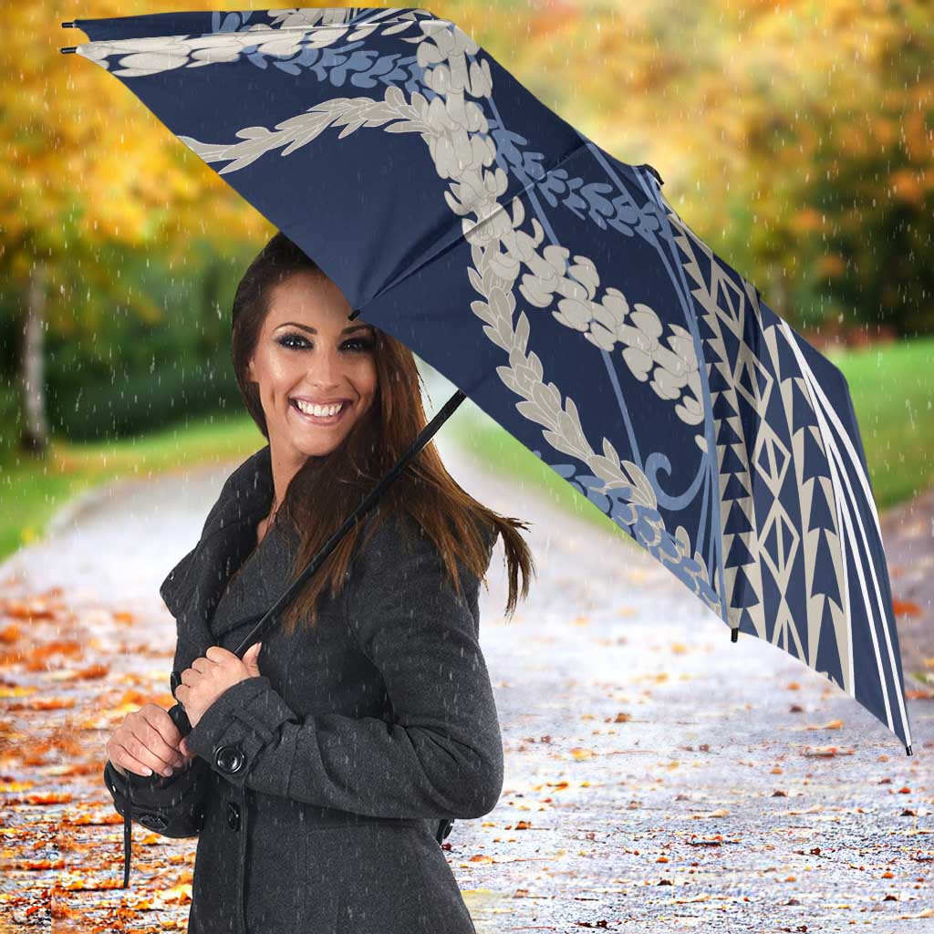Polynesian Puakeniken Pikake Twisted Lei Umbrella Navy Blue - Polynesian Pride