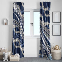 Polynesian Puakeniken Pikake Twisted Lei Window Curtain Navy Blue - Polynesian Pride