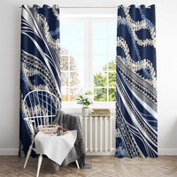 Polynesian Puakeniken Pikake Twisted Lei Window Curtain Navy Blue - Polynesian Pride