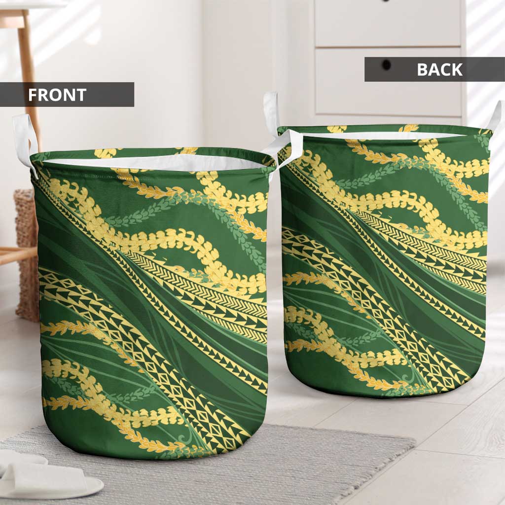 Polynesian Puakeniken Pikake Twisted Lei Laundry Basket Emerald - Polynesian Pride