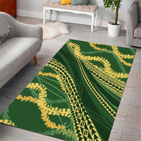 Polynesian Puakeniken Pikake Twisted Lei Area Rug Emerald - Polynesian Pride