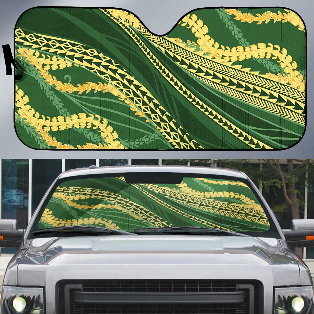 Polynesian Puakeniken Pikake Twisted Lei Auto Sun Shade Emerald - Polynesian Pride