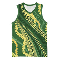 Polynesian Puakeniken Pikake Twisted Lei Basketball Jersey Emerald - Polynesian Pride