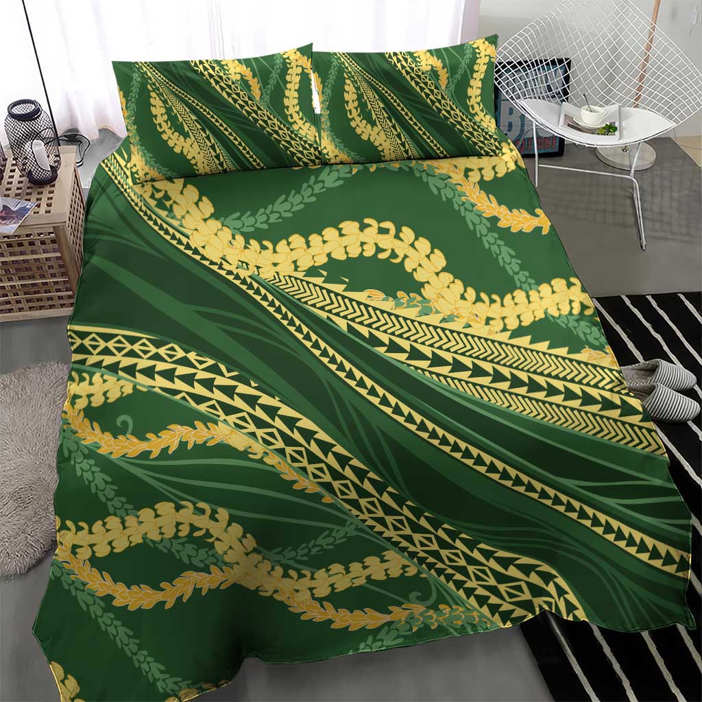 Polynesian Puakeniken Pikake Twisted Lei Bedding Set Emerald - Polynesian Pride