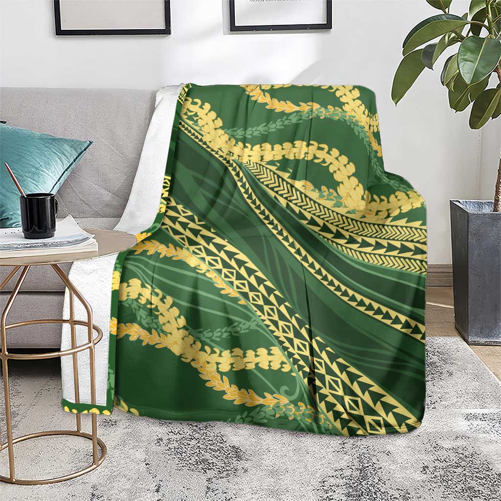 Polynesian Puakeniken Pikake Twisted Lei Blanket Emerald - Polynesian Pride