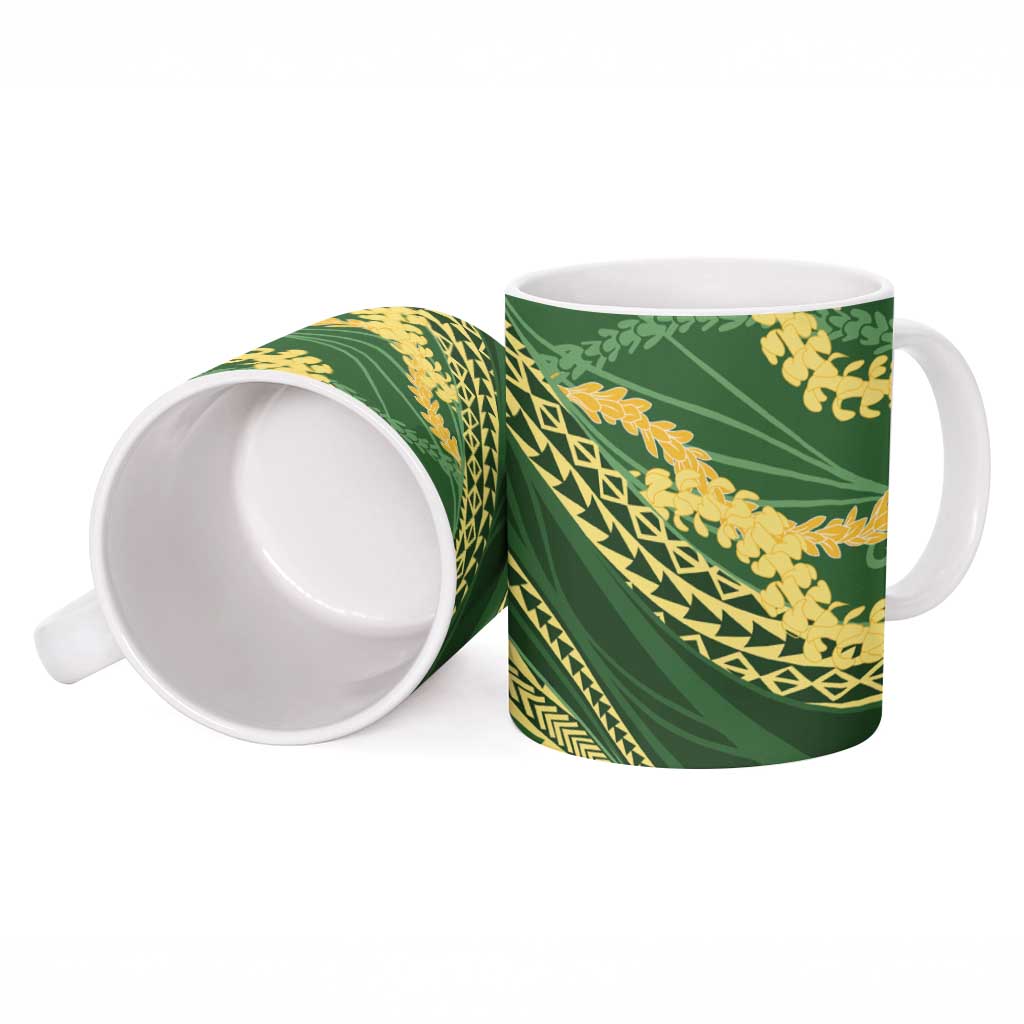 Polynesian Puakeniken Pikake Twisted Lei Ceramic Mug Emerald - Polynesian Pride