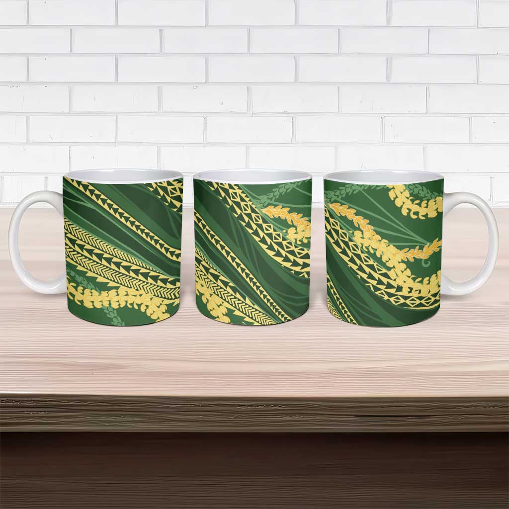 Polynesian Puakeniken Pikake Twisted Lei Ceramic Mug Emerald - Polynesian Pride