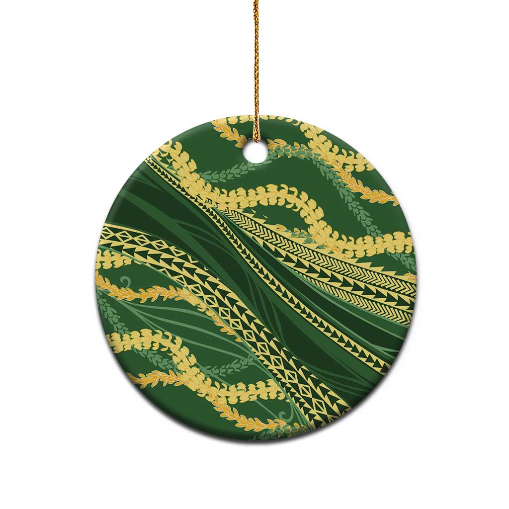 Polynesian Puakeniken Pikake Twisted Lei Ceramic Ornament Emerald - Polynesian Pride