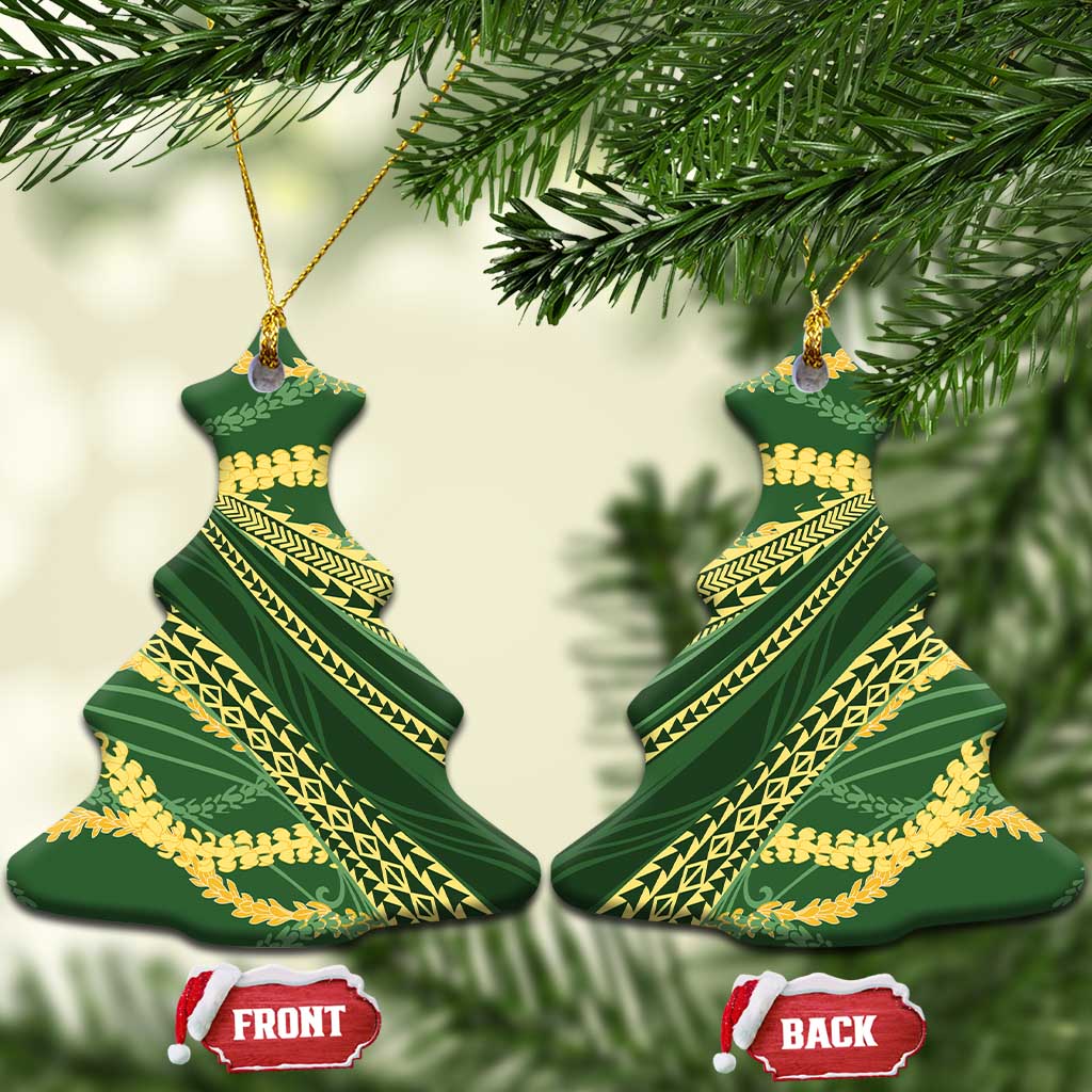 Polynesian Puakeniken Pikake Twisted Lei Ceramic Ornament Emerald - Polynesian Pride