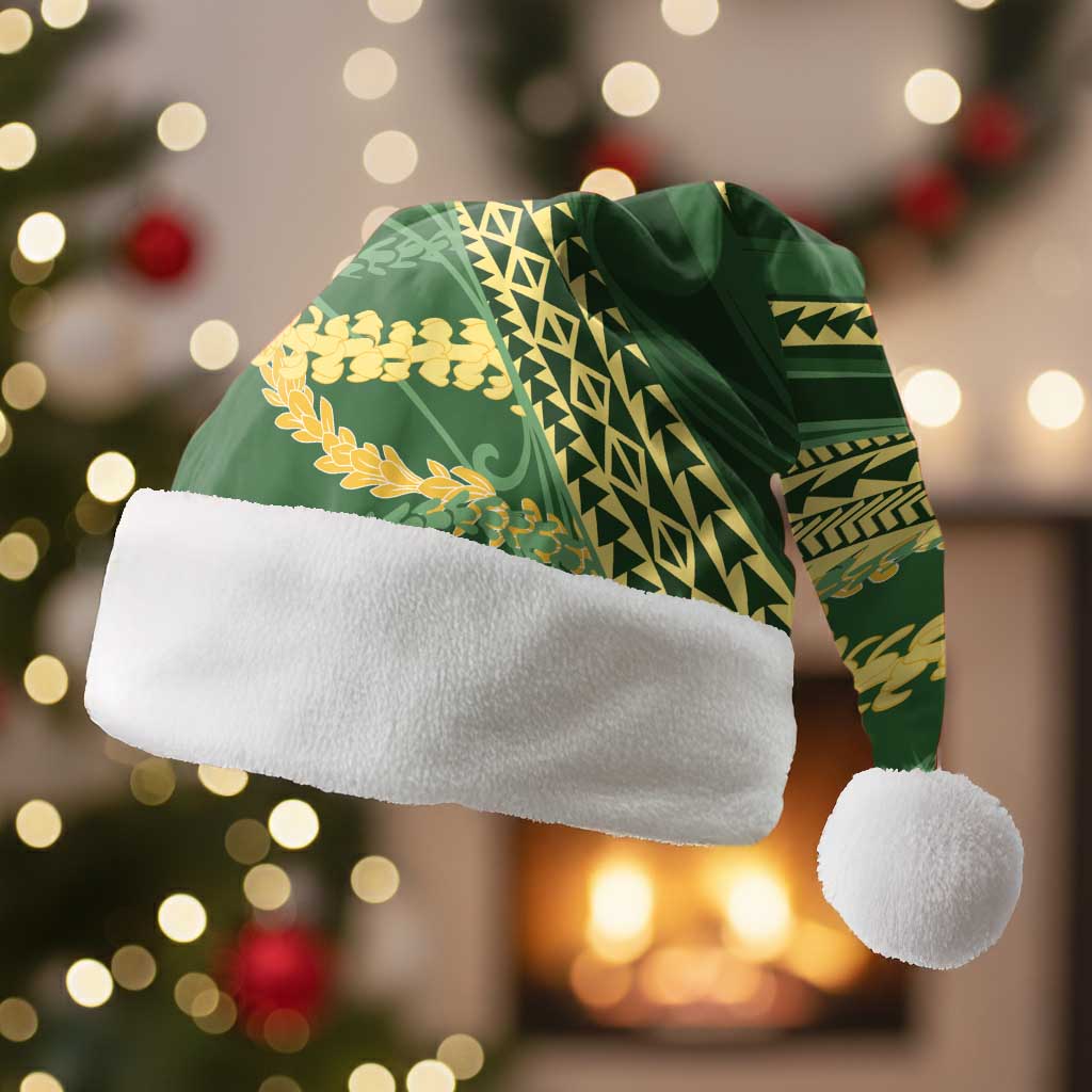 Polynesian Puakeniken Pikake Twisted Lei Christmas Santa Hat Emerald - Polynesian Pride