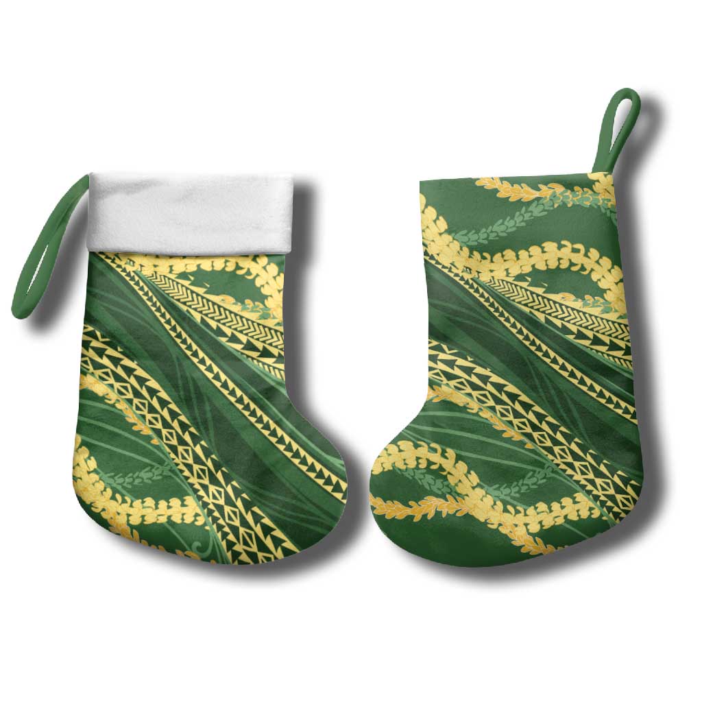 Polynesian Puakeniken Pikake Twisted Lei Christmas Stocking Emerald - Polynesian Pride